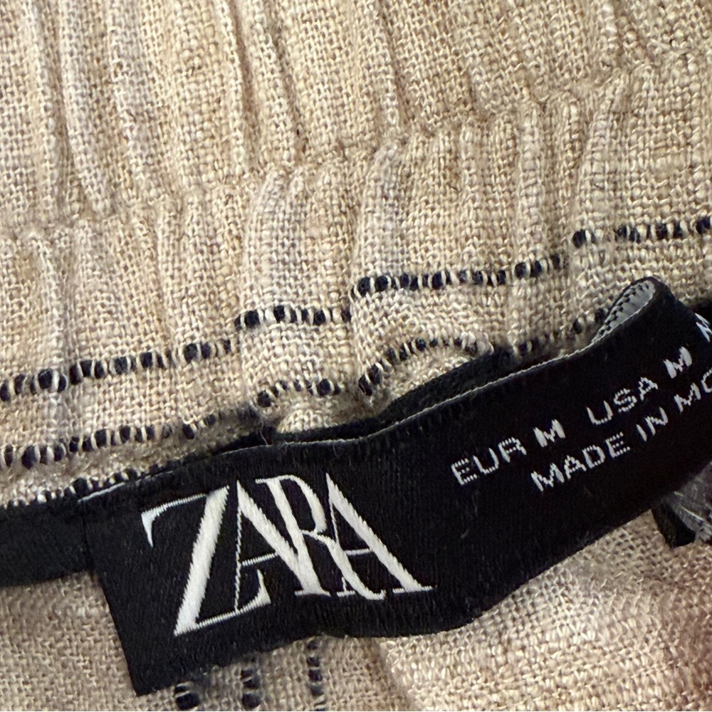 Zara Striped Linen Blend Wide Leg Pants - Picture 5 of 9